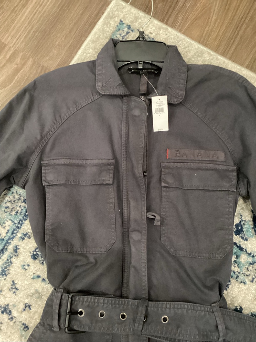 Banana Republic Men's Charcoal Utility Field Jacket with Belt